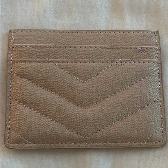 Beige Quilted caviar Leather card holder - Picture 2 of 2